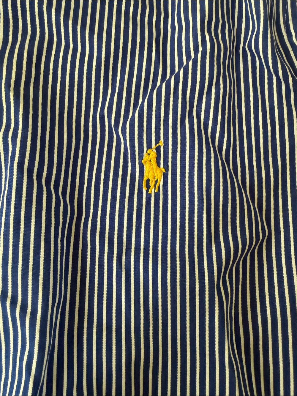 Ralph Lauren Striped Button Down Shirt Medium Blue White Yellow Pony Cotton EUC - Picture 7 of 9